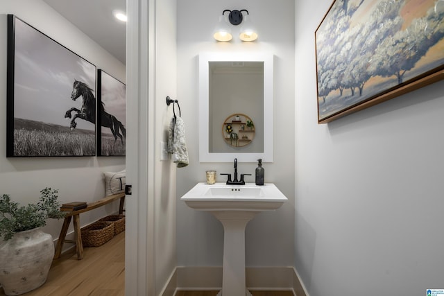 bathroom with wood finished floors