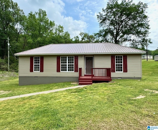 1474 Champion Rd, Oneonta, AL 35121 - view of front of house featuring a front lawn, crawl space, and metal roof