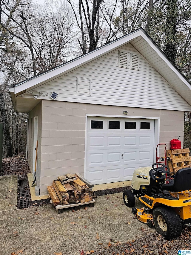 view of garage