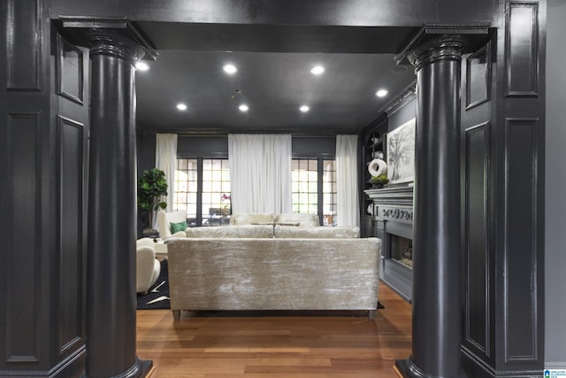 welcome area featuring a fireplace