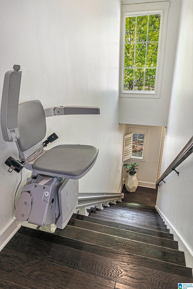 home office with wood finished floors and baseboards