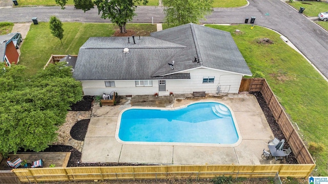 view of pool with a fenced in pool, a patio area, and a fenced backyard