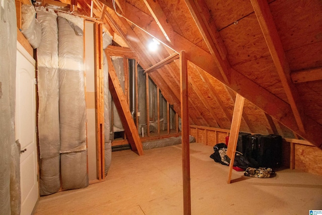 view of unfinished attic