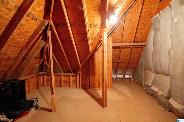 view of unfinished attic