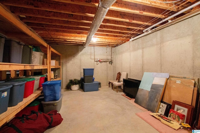 view of unfinished basement