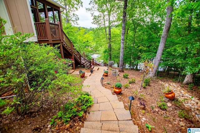 view of yard with stairway
