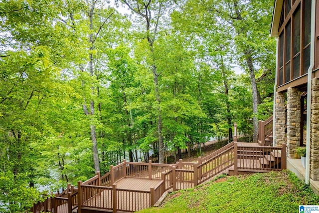 wooden deck with stairway