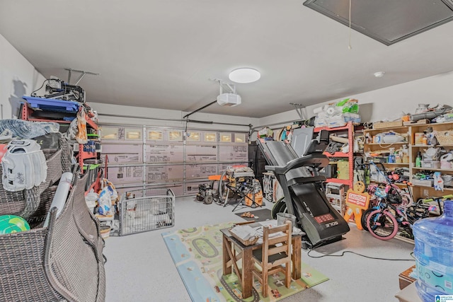 garage with a garage door opener