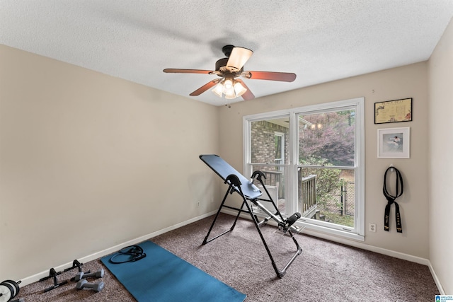 108 Dee Hendrix Rd, Hueytown, AL 35023 - exercise room with baseboards, a ceiling fan, and carpet