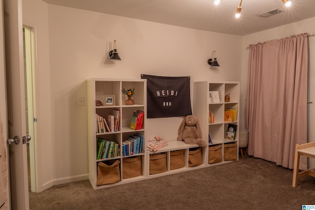 playroom featuring carpet flooring and visible vents
