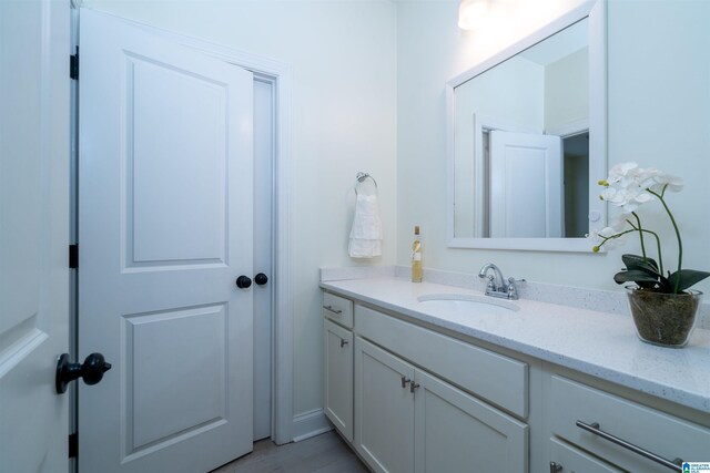 bathroom featuring wood finished floors and vanity