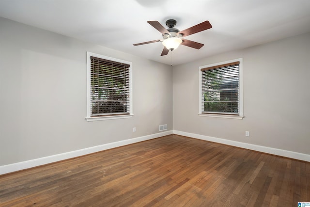 2005 Southwood Rd, Vestavia Hills, AL 35216 - empty room featuring baseboards, visible vents, wood finished floors, and ceiling fan