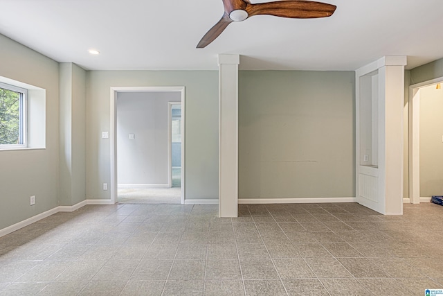 2725 Shades Crest Rd, Vestavia Hills, AL 35216 - interior space with tile patterned flooring, baseboards, ceiling fan, and recessed lighting