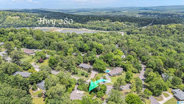 2725 Shades Crest Rd, Vestavia Hills, AL 35216 - bird's eye view featuring a water view and a view of trees