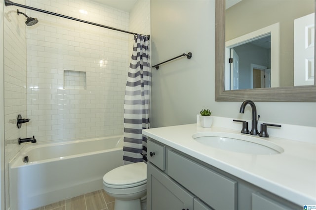 1102 Windsor Sq, Birmingham, AL 35242 - bathroom with toilet, vanity, and shower / bathtub combination with curtain