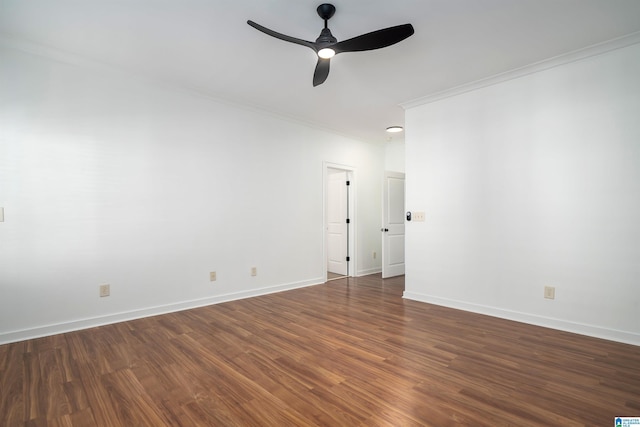 2385 Village Center St, Hoover, AL 35226 - empty room featuring ceiling fan, crown molding, baseboards, and wood finished floors