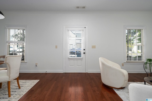 2385 Village Center St, Hoover, AL 35226 - foyer entrance with crown molding, a wealth of natural light, dark wood-type flooring, and visible vents