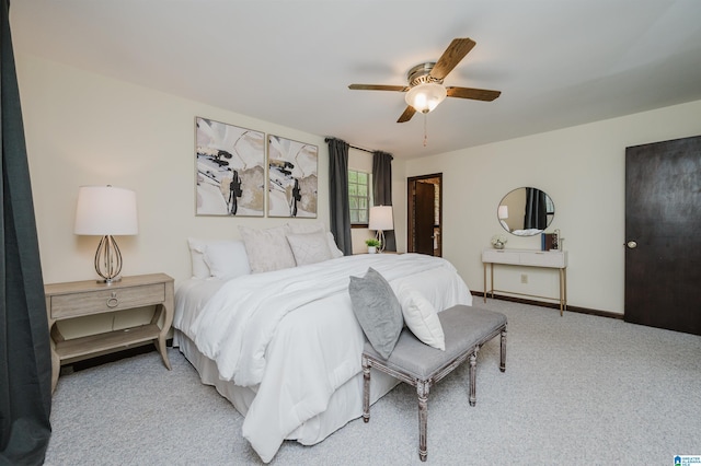 bedroom with carpet flooring and ceiling fan