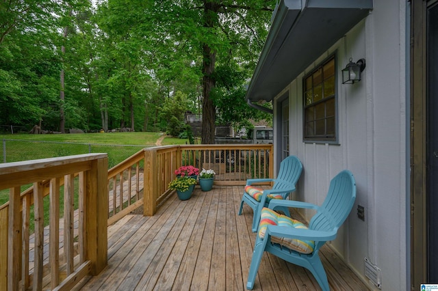 deck with a lawn