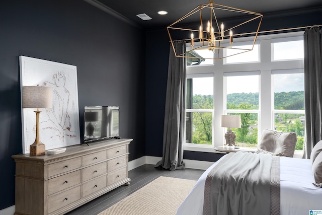1904 Blackridge Rd, Hoover, AL 35244 - bedroom with crown molding, baseboards, and a notable chandelier