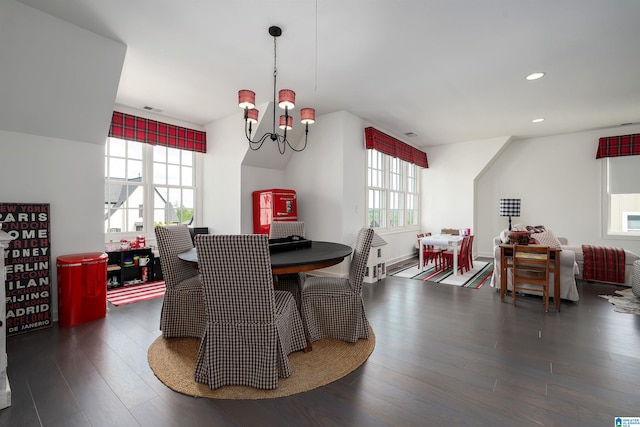 1904 Blackridge Rd, Hoover, AL 35244 - dining space featuring visible vents, recessed lighting, wood finished floors, and a chandelier
