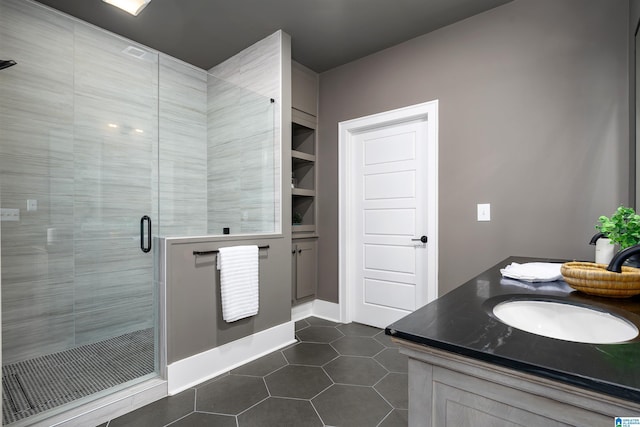 1904 Blackridge Rd, Hoover, AL 35244 - full bathroom with tile patterned flooring, a stall shower, and vanity