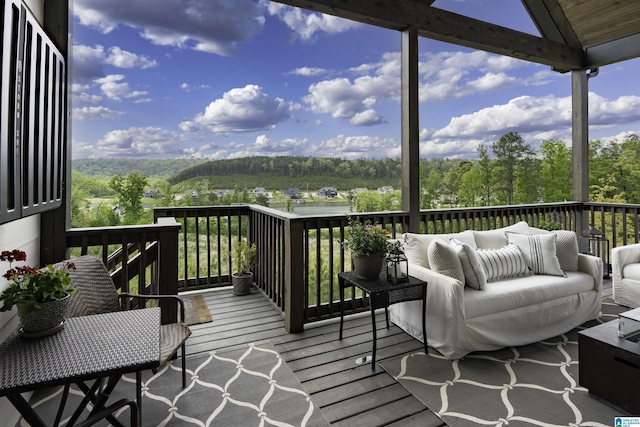 1904 Blackridge Rd, Hoover, AL 35244 - wooden terrace featuring an outdoor living space and a view of trees