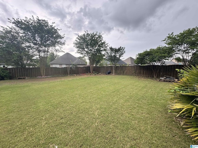 view of yard featuring a fenced backyard