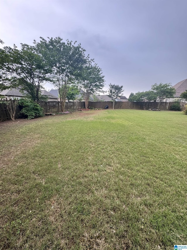 view of yard featuring a fenced backyard