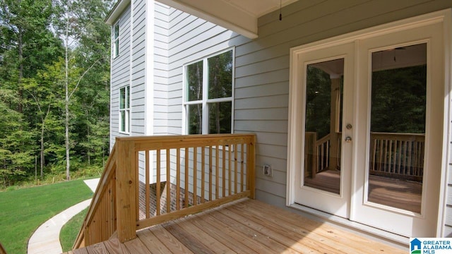 deck with a lawn