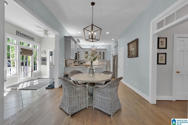 190 Drennen Park Cir, Hayden, AL 35079 - dining space featuring a chandelier, baseboards, light wood-type flooring, and recessed lighting