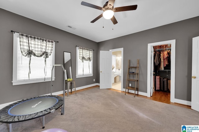 190 Drennen Park Cir, Hayden, AL 35079 - game room featuring a ceiling fan, wood finished floors, and baseboards