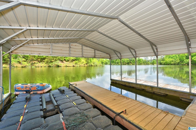 view of dock featuring a water view