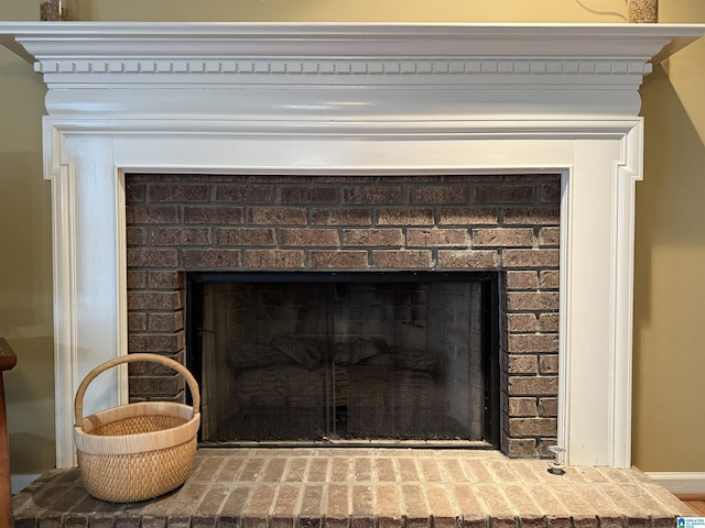interior details with a fireplace