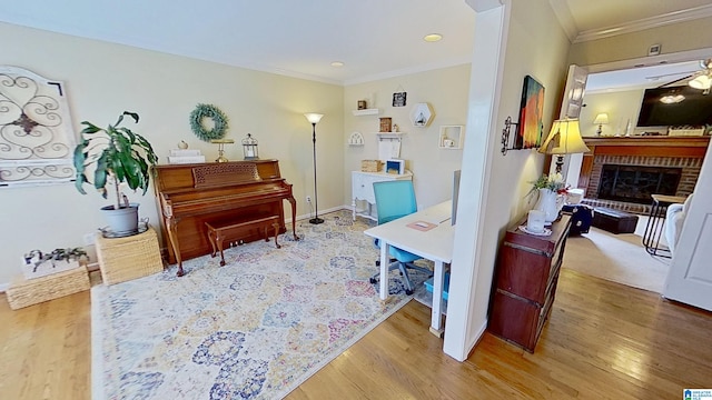214 Scotts Trce, Helena, AL 35022 - sitting room featuring recessed lighting, ornamental molding, wood finished floors, and a fireplace