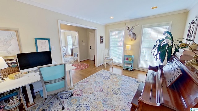 214 Scotts Trce, Helena, AL 35022 - office with recessed lighting, baseboards, ornamental molding, and wood finished floors