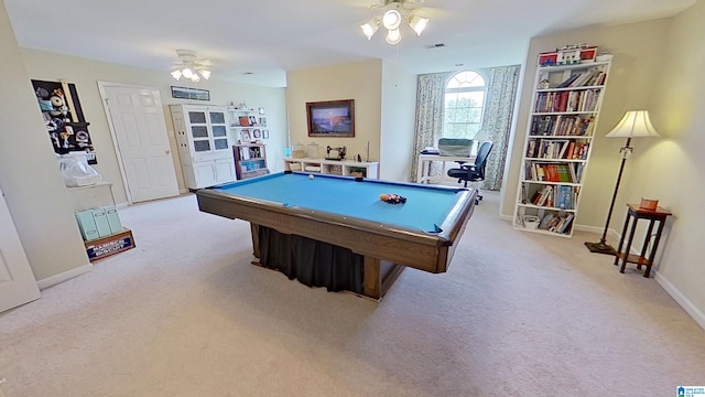 214 Scotts Trce, Helena, AL 35022 - rec room featuring a ceiling fan, pool table, and light colored carpet