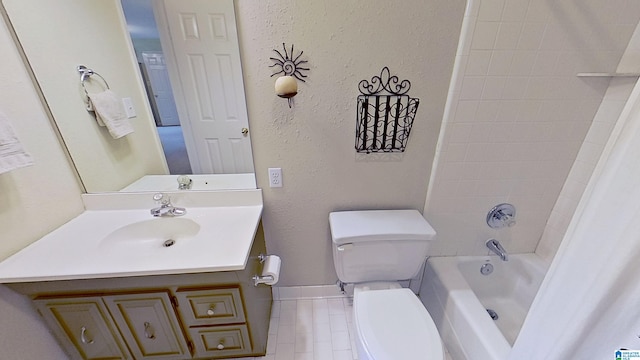 214 Scotts Trce, Helena, AL 35022 - full bath featuring vanity, toilet, tile patterned floors, baseboards, and shower / tub combo
