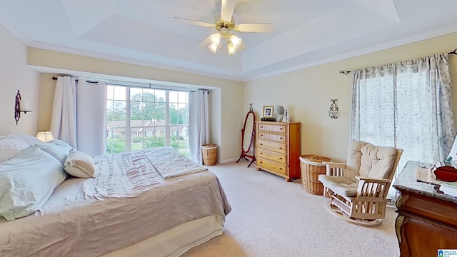214 Scotts Trce, Helena, AL 35022 - carpeted bedroom with a ceiling fan, a tray ceiling, and ornamental molding