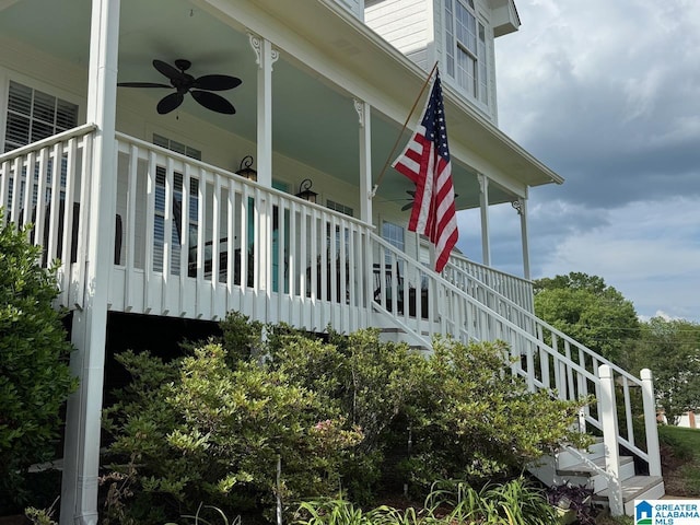 214 Scotts Trce, Helena, AL 35022 - view of property exterior featuring ceiling fan, a porch, and stairway