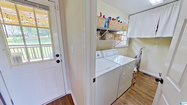 214 Scotts Trce, Helena, AL 35022 - laundry area featuring independent washer and dryer, laundry area, baseboards, and light wood-type flooring