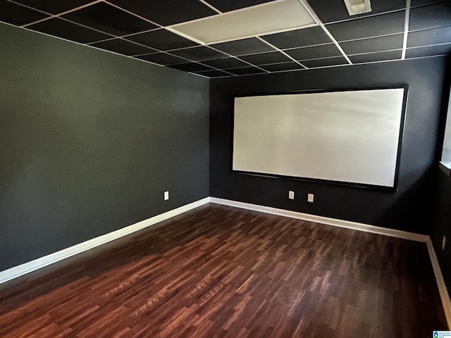 41 Woodland Ridge Rd, Odenville, AL 35120 - home theater room featuring baseboards, wood finished floors, and a drop ceiling