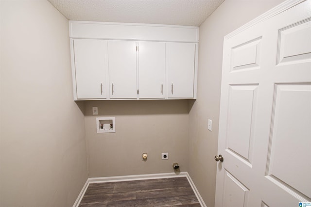 841 Olde Mill Trce, Cottondale, AL 35453 - clothes washing area with cabinet space, washer hookup, dark wood-style flooring, electric dryer hookup, and baseboards