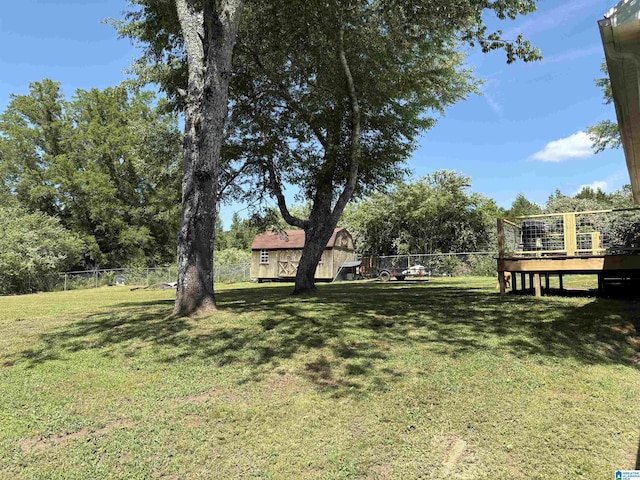 view of yard featuring a deck and a fenced backyard