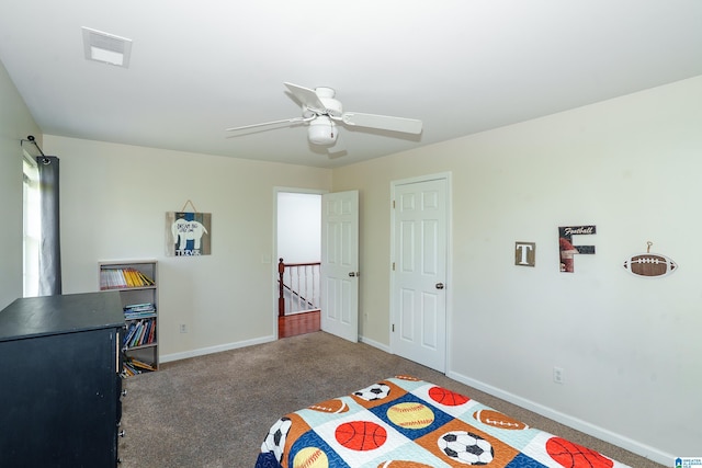 165 Ashford Ln, Alabaster, AL 35007 - carpeted bedroom featuring visible vents, baseboards, and ceiling fan