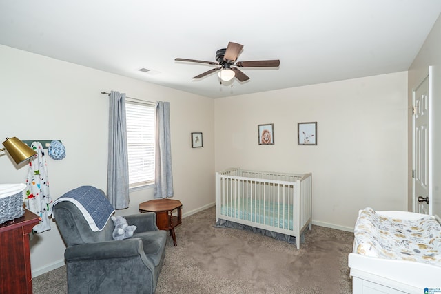 165 Ashford Ln, Alabaster, AL 35007 - carpeted bedroom with baseboards, ceiling fan, and visible vents