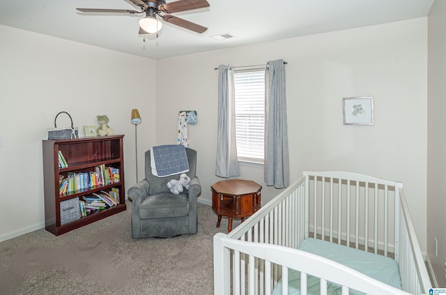 165 Ashford Ln, Alabaster, AL 35007 - bedroom featuring baseboards, visible vents, a crib, and carpet