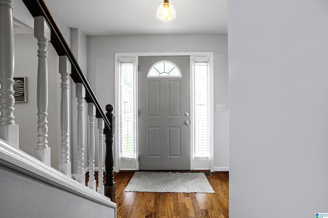 165 Ashford Ln, Alabaster, AL 35007 - foyer with baseboards, stairs, and wood finished floors