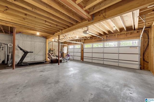 garage with a garage door opener