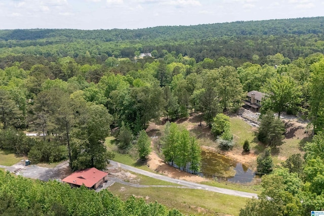 birds eye view of property with a forest view